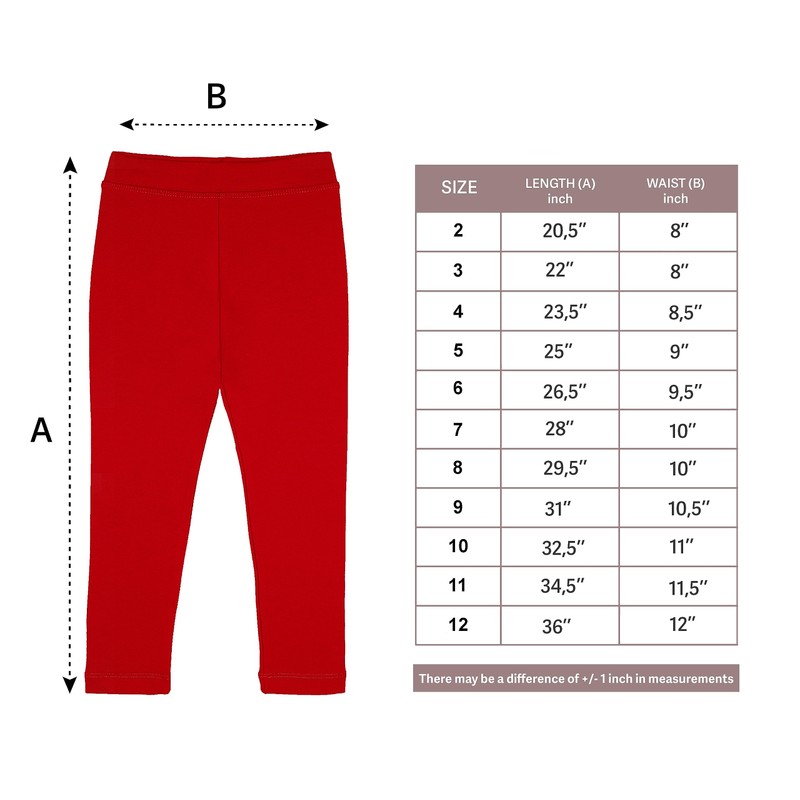 Lilax Girls' Basic Solid Full Length Cotton Soft Leggings (7,