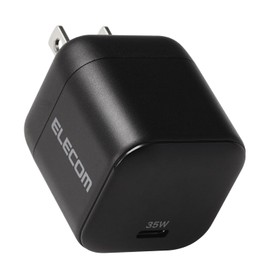 Elecom EC-AC9235BK 35W Type-C 1 Port USB PD Charger Swing Plug GaN II PPS Compatible, Black
