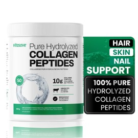 Vitasave Vitasave Collagen Peptides Powder C 10g Hydrolyzed Collagen per Serving C Unflavored, Grass-Fed, Keto Friendly C Skin, Hair, Nails & Joint Support C 500g
