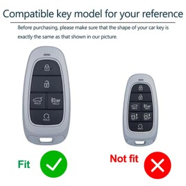 Zinc Alloy Key Fob Cover Case Protector for Hyundai, Keychain, Accessories Compatible with Hyundai Sonata Santa fe Tucson 5 Buttons Key Fob (Type-A-Black)