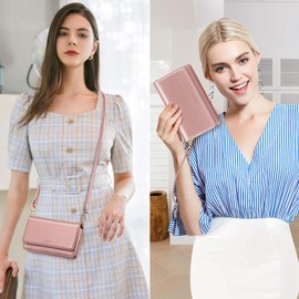 nuoku Small Crossbody Bags for Women, Small Crossbody Purse with Card Slots, Cell Phone Purse for Women with Phone Pocket, Pink