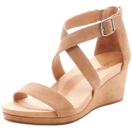 Lucky Brand Women's Kenadee Wedge Sandal, Sesame, 8 W US