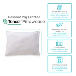 PUREgrace Tencel Toddler Pillowcase – Washable and Soft, Sized for All Toddler Pillows, Breathable and Smooth with Secure Flap Design