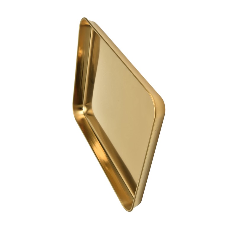 Stainless Steel Rectangular Tray Flat Bottom Plate Restaurant Home Golden