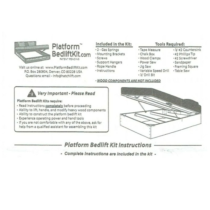 Hatchlift Platform Bedlift Kit - DIY Under Bed Storage Kits