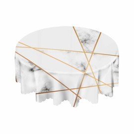 Yibeas Marble Tablecloth Round Table Cloth Line Gold Geometric Triangle Stone Rock Elegant Stain Striped Luxury Table Cover for Dining Room Kitchen Decoration 60inch
