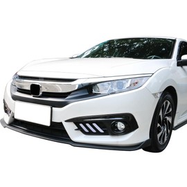 IKON MOTORSPORTS, Fog Light Cover Compatible With 2016-2018 Honda Civic, Black CF Look Fog Light Lamps Cover