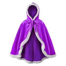JerrisApparel Girls' Princess Cape Christmas Cape Costume with Hood, Purple