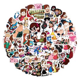 50 Pcs Gravity Falls Stickers for Laptop, Bumper, Skateboard, Water Bottles, Computer, Phone, Guitar, Cartoon Stickers for Kids Teens Adult
