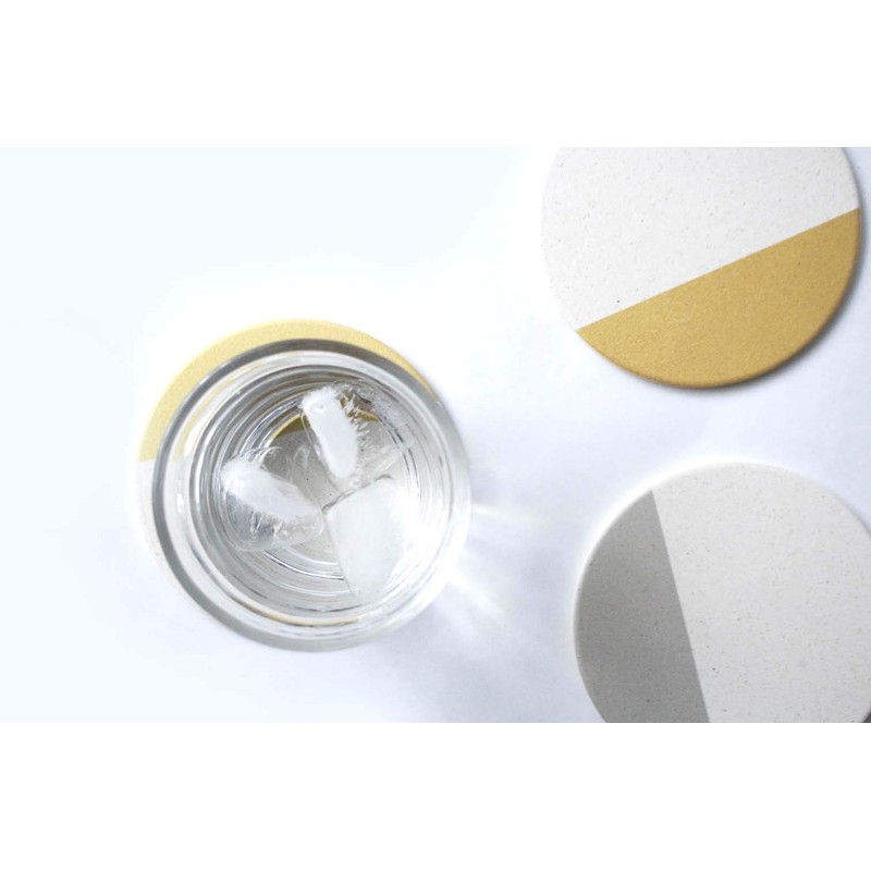 &NE NRS-034-GN Ceramic Diatomaceous Earth Coaster Silver