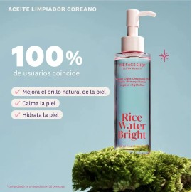 The Face Shop Rice Water Bright - Aceite Limpiador Facial con Agua de Arroz y Jojoba 150 ml | Skincare Coreano Iluminador | Desmaquillante Nutritivo, Limpieza Profunda sin Sensación Grasosa