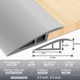 Vinyl Floor Transition Strip Door Threshold Self Adhesive 36 inch, Thresholds for Doorways, Edge-Reducer Transition-Strips for Door/Floor (Gray)