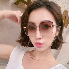 CdyBox Oversized Sunglasses Women Gradient Square Bee Sun Glasses for Lady Fashion Gifts (C2)
