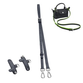 TUKYWAN Leather Purse Straps for Longchamp Conversion Kit, Adjustable Shoulder Strap Bag Transformation Set for Longchamp Bag Mini Pouch Handbags（Gray）