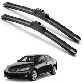 EZ Motoring For 2006-2013 Lexus IS250 IS350 Windshield Wiper Blades J-HOOK Hybrid Silicone