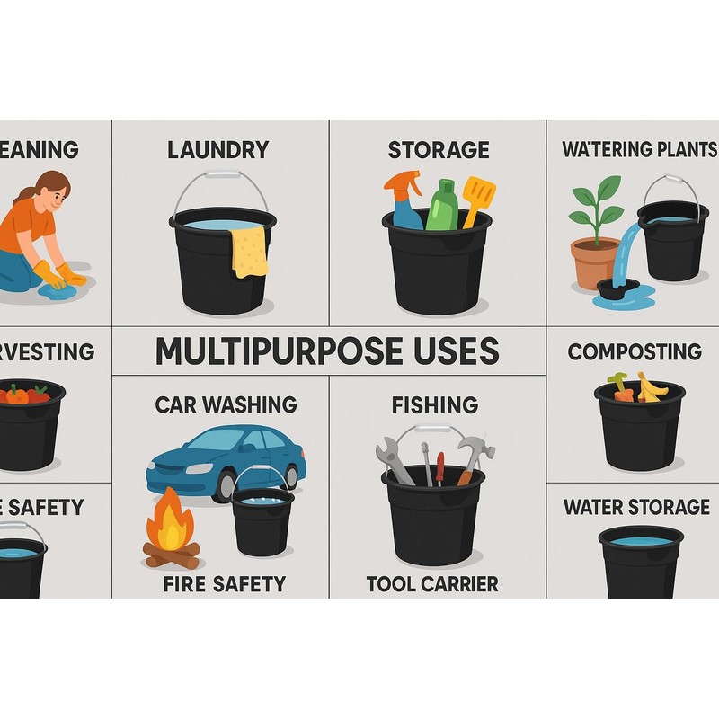 Multi Purpose Plastic Bucket with a Handle, 9-qt. House Cleaning,