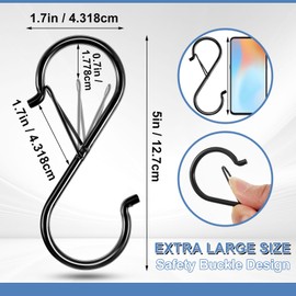 MorningRo 20 Pack 5 Inch S Hooks for Hanging S Hooks with Safety Buckle S Shape Hooks for Hanging Kitchen Utensils Pots Pans Cups Plants Clothes Bags and Christmas Decoration Lights