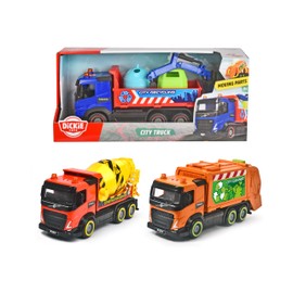 Dickie Toys City Trucks - 1 of 3 Different Trucks, Concrete Mixer, Recycling Truck or Rubbish Collection, with Friction Drive for Children from 3 Years, 203744014, Multi-Colour