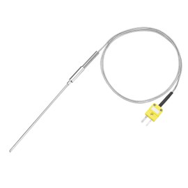sourcing map K Type Thermocouple with Plug, Meter Temperature Sensor Probe -50 to 1100°C(-58 to 2012°F) Stainless Steel, 3x100mm 3.3ft Wire