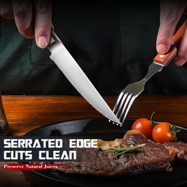 DRAGON RIOT Steak Knives Set of 4 Serrated Edge Steak Knife Set Japanese Stainless Steel Dinner Knife Diswasher Safe Steak Knives with Box