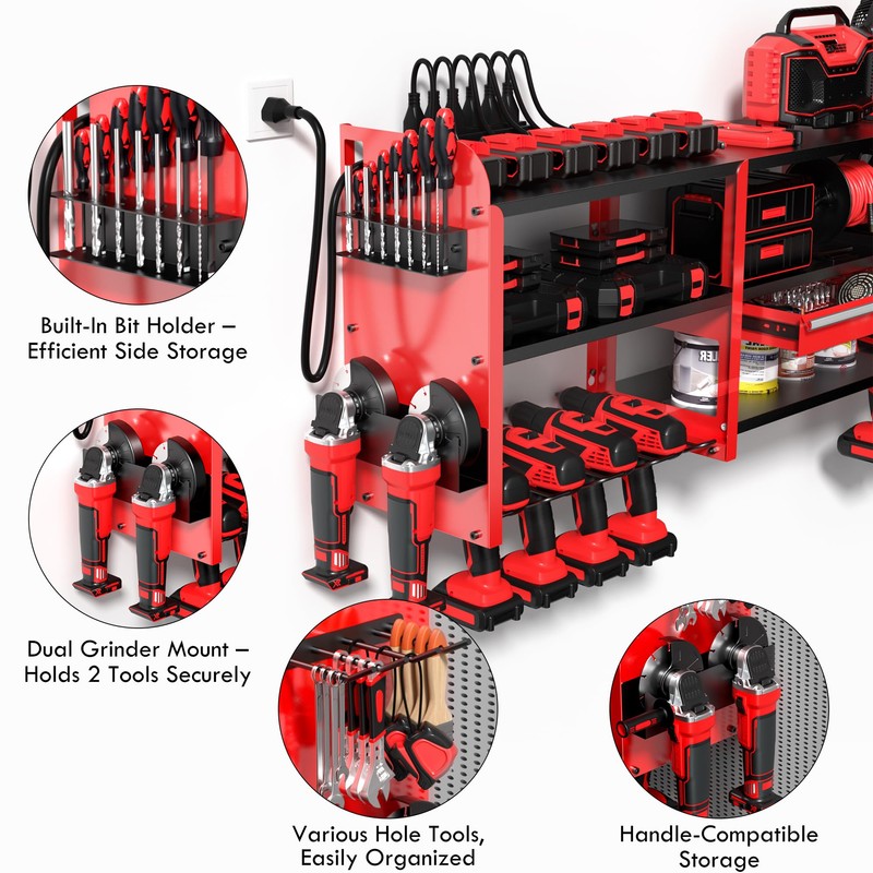 KSVO Large Power Tool Organizer Wall Mount with Drill Rack,