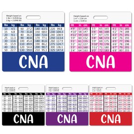 Besoar 5 Pack CNA Badge Buddy Card Holder - Horizontal Certified Nursing Assistant Nursing Accessories Blue Pink Purple Red Black Colors ID Name Identification Tags with Conversion Charts