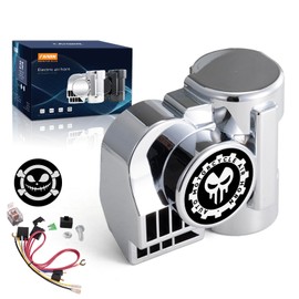 FARBIN Air Horn for Cars Trucks Motorcycle with Horn Cover Silver 12V 150DB Train Sound Car Horn Kit Super Loud Horns for Motorbike Truck Boat Pickup (12V, Silver Shell)