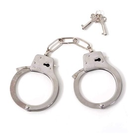 KarnevalsTeufel Metal Handcuffs in Silver with Key Police Prisoner Sheriff Carnival Accessory