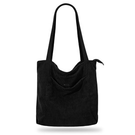 Iioscre Corduroy Tote Bag for Women,Hobo HandBags with Zipper,Large Capacity Casual Shoulder Handbags with Inner Pockets