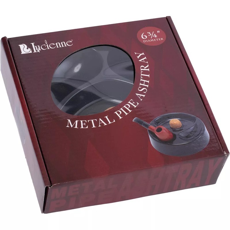 Lucienne 6.75 Lucienne Black Metal Round 2 Pipe Hold Ashtray