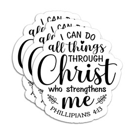 (3Pcs) I Can Do All Things Through Christ Who Strengthens Me Sticker, Christian Bible Verse Stickers, Inspirational Words, Decals for Books Laptops Phones Tumblers Water Bottles, Size 3 x 2.9 Inch