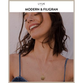 LUUK LIFESTYLE Stainless Steel Necklace with Pendant for Women, Filigree Jewellery, Lucky Charm, Friendship Necklace, Gift for Women & Girls, Flower of Life, No Gemstone