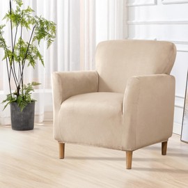 SHANNA Banquet Velvet Armchair Covers: Modern Luxury 1 Piece Chair Covers Washable Jacquard Soft Chair Cover for Dog Pet (Greige)
