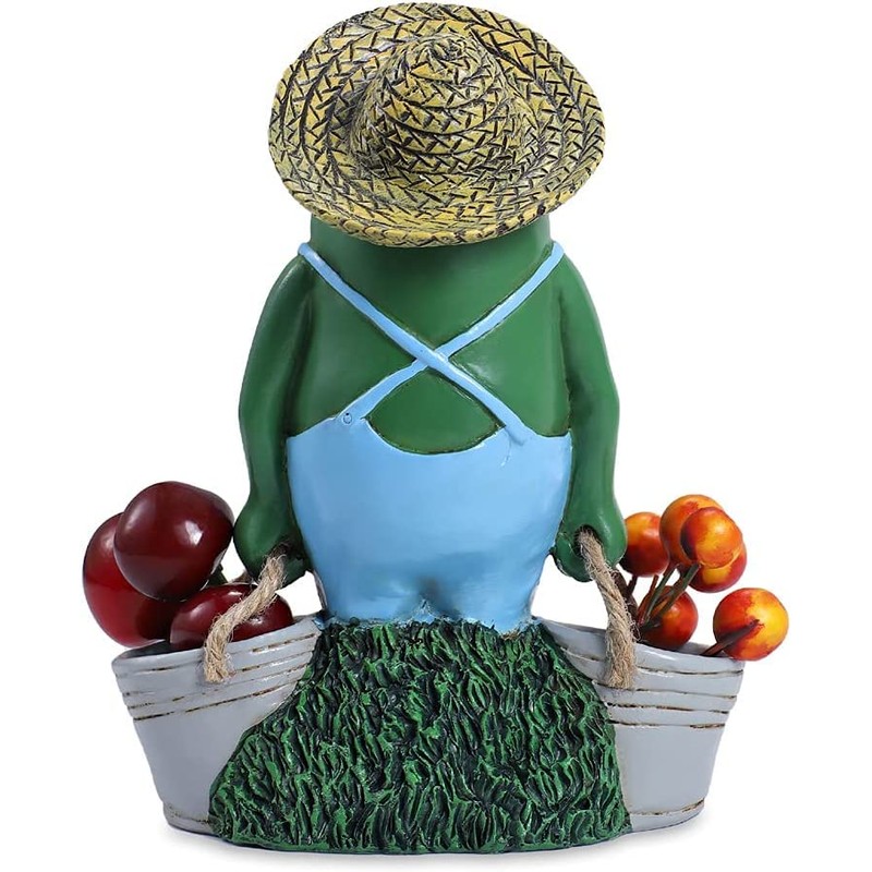 THE ENCHANTED GARDEN Farming Frog Ornament Outdoor Resin Fun Animal
