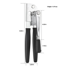 Manual Can Opener with Soft Handles,Jar and Bottle Opener, Ergonomic Easy-Turn Crank for Seniors, Restaurant & Home