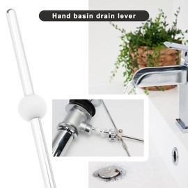 EMSea Set of 2 Sink Pop-Up Drain Arm Rods, 13.5 mm Plastic Ball Diameter, 200 mm Length, Pop Up Waste Lever Stainless Steel Replacement Part