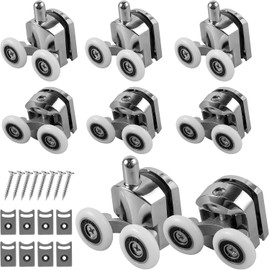 8Pcs Curved Shower Door Rollers 23mm Aluminum Alloy Top and Bottom Shower Glass Door Wheel Quiet Shower Door Pulley Replacement with Anti-Collision Pad and Screws