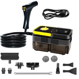 Handheld Pressurized Steam Cleaner， 6-Level Adjustable Handle 20s Heat-Up Big Tank, Portable Steamer for Cleaning Stubborn Dirt Grease Tile Grout Floor Car (Black/Yellow)