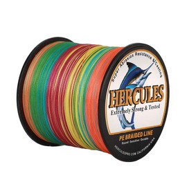Hercules Super Strong 300M 328 Yards Braided Fishing Line 80 LB Test for Saltwater Freshwater PE Braid Fish Lines 4 Strands - Multicolor, 80LB (36.3KG), 0.48MM