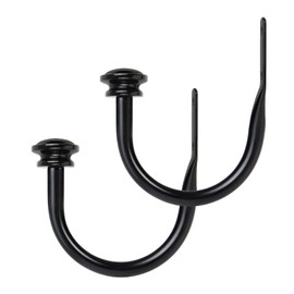 TONIAL Curtain Holdbacks 2 Pack, Decorative Window Drapery Tiebacks for Wall with Small Finials (1 Pair/2 Pack), Black