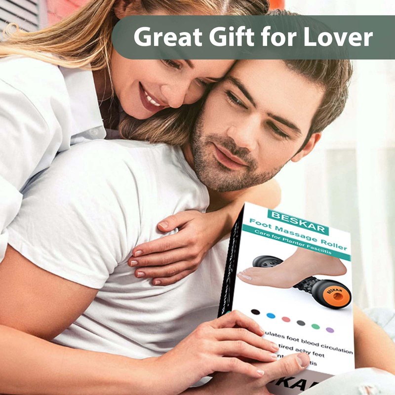 BESKAR Foot Massager Roller for Plantar Fasciitis Relief Black Green