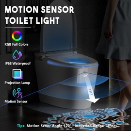 LAVAED Toilet Night Lights 16 Color Changing,Motion Sensor Activated Detection LED Projection Nightlight Rechargeable Potty Training Toilet Light Cool Gadgets for Bathroom Decor Perfect Gifts