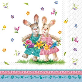 IHR Napkin Spring Dance 20 Pieces 33 x 33 cm Easter Paper Decoration Decoupage Printed on One Side Four Pieces