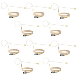 10 Pack Headset/Headworn Microphone Single Earhook Headset Microphone Mini XLR 4Pin TA4F Plug Hanging Condenser Omnidirectional Mic Compatible with Shure,1.5m Cable and Windscree