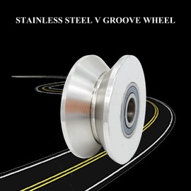 3in V Groove Wheel Stainless Steel Rolling Gate Wheels Slide Gate Wheel Heavy Duty Pulley V Track Roller with Double Bearings Rigid Caster Sliding Door Rollers Replacement