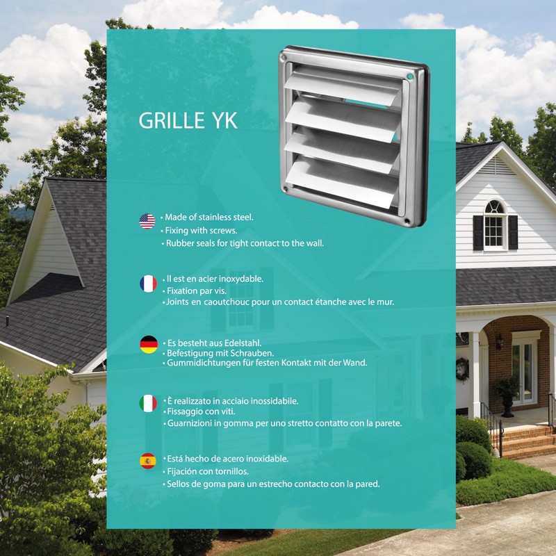 AIROPE Stainless Steel Ventilation Grille, Weather Protection Grille, 100 mm,