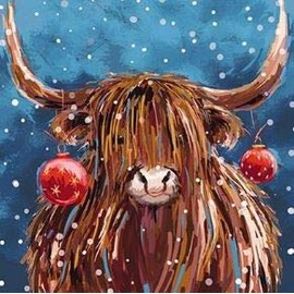Pack of 6 Charity Christmas Cards (PH-CHPT0067) - Rainbow Coo, Highland Cow - Artistic Cards from Paper House