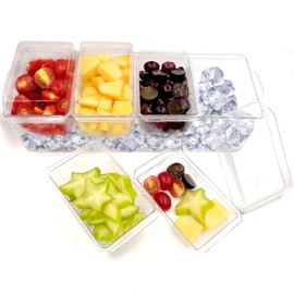Divided Serving Tray with Lid, Ice Chilled Condiment Caddy with 4 Snackle Box Containers, ice chilled party platter Container for Fruit,Salad, Nuts, Candy, Snack, Taco Bar Serving Set for Party