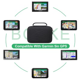 BOVKE GPS Case for 5-5.5" inch GPS Navigator Garmin Drive 52/Drive 51/53 DriveSmart 55/dezl OTR500/zumo 396 LMT-S/Garmin zūmo XT GPS Navigation System, Mesh Pocket for Accessories, Black+Black