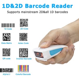 NETUM Upgraded Mini Wireless QR Barcode Scanner, 3 in 1 Bluetooth Portable Pocket Small 1D 2D Bar Code Reader, Automatic Fast, Precise scanning for POS, C850 White